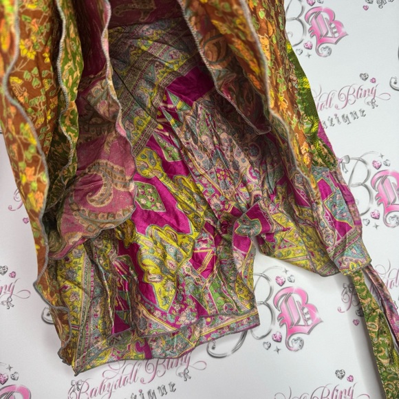 Wrap skirt multiway Kariza vintage paisley floral reversible Boho bohemian tie - Picture 4 of 13